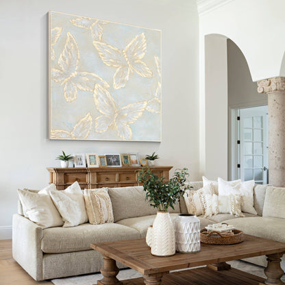 Gold Butterfly textured original abstract painting canvas, modern nodic decor li #2