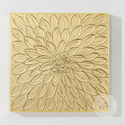 Gold Flower Textured Art: Abstract Painting on Canvas, Framed Wall Decor #10