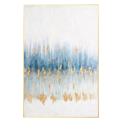 Gold Foil Blue Abstract Painting On Canvas, Extra Large Wall Art Living Room Dec #7