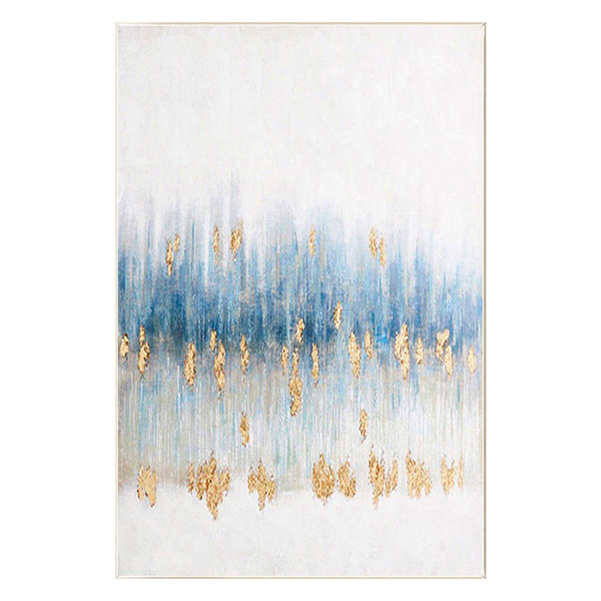 Gold Foil Blue Abstract Painting On Canvas, Extra Large Wall Art Living Room Dec #8
