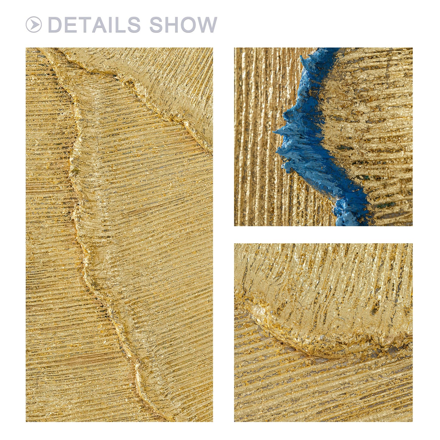Gold Foil Heavy Texture Abstract Painting 3D Minimalist Painting Square Gold Wal #3