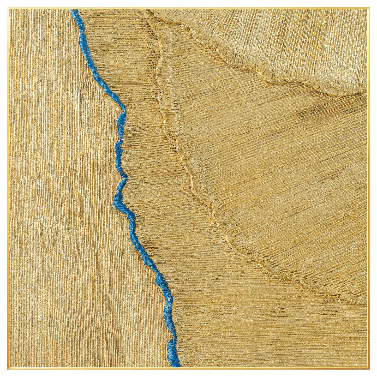 Gold Foil Heavy Texture Abstract Painting 3D Minimalist Painting Square Gold Wal #8