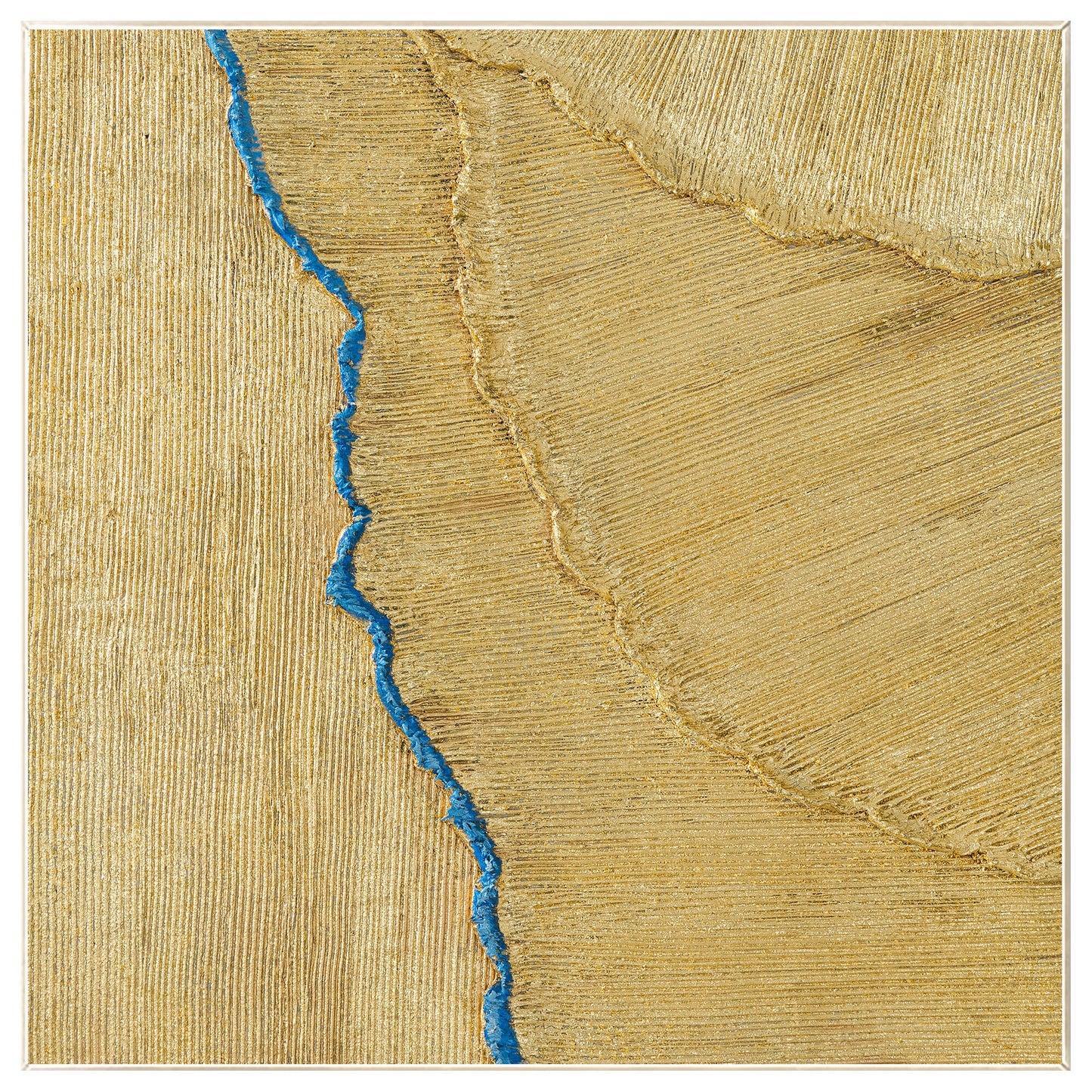 Gold Foil Heavy Texture Abstract Painting 3D Minimalist Painting Square Gold Wal #9