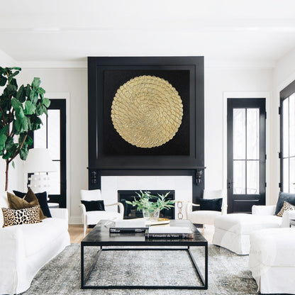 Gold Foil Luxury Abstract 3D Textured Flower large Wall Art Original Black Gold  #4