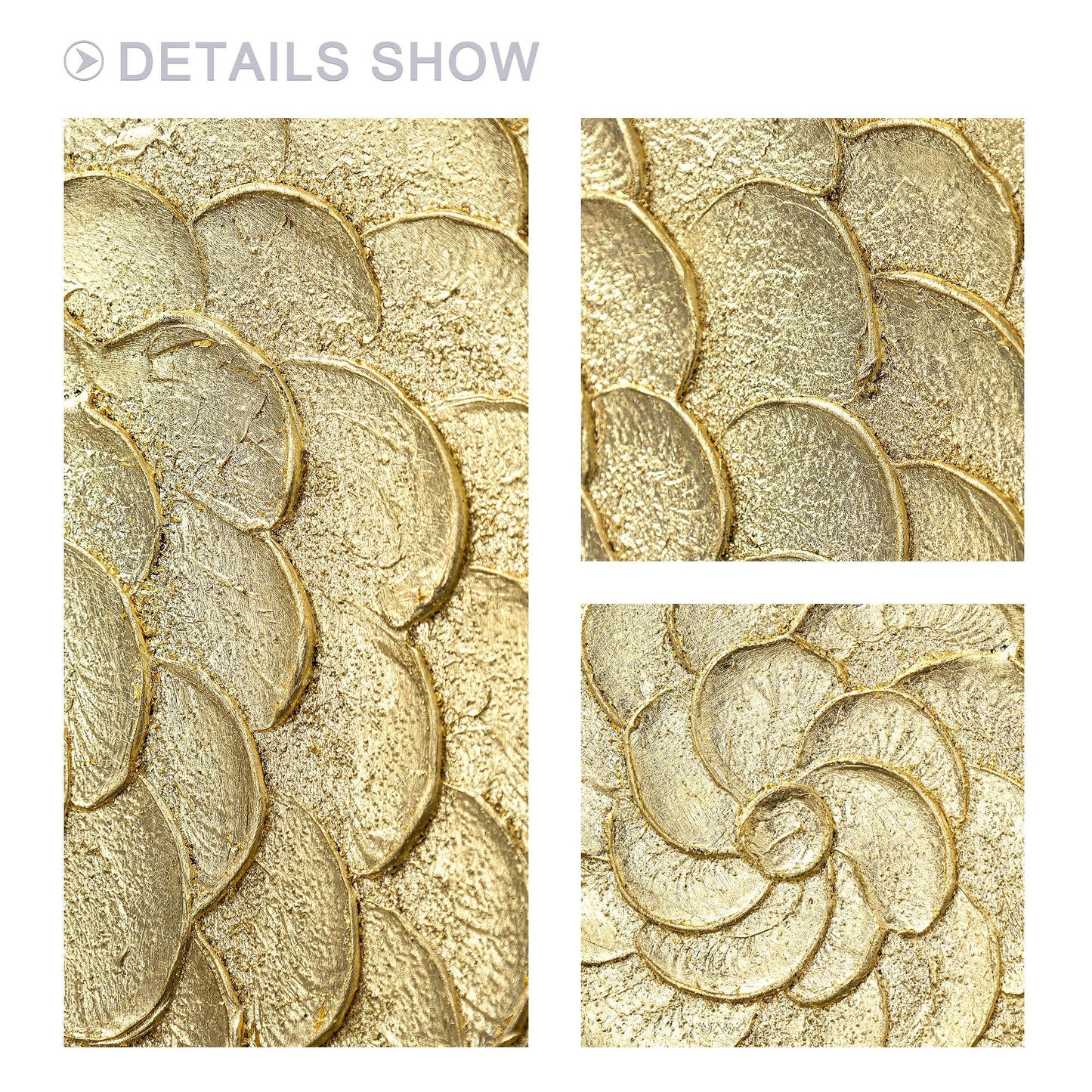 Gold Foil Luxury Abstract 3D Textured Flower large Wall Art Original Black Gold  #6