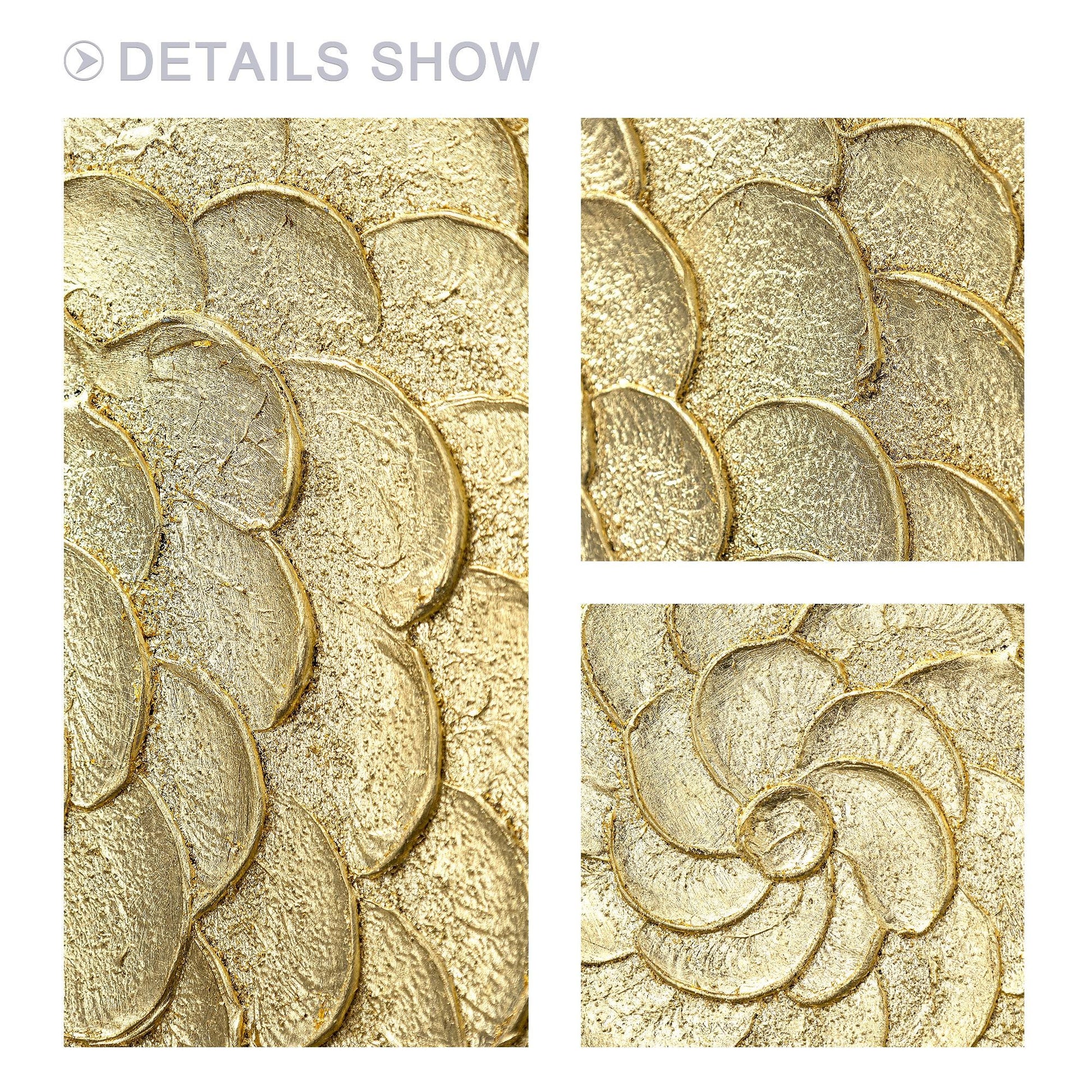 Gold Foil Luxury Abstract 3D Textured Flower large Wall Art Original Black Gold  #6
