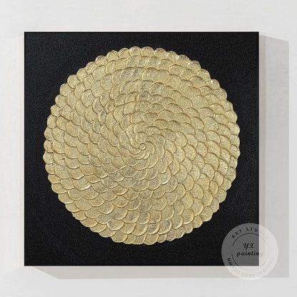 Gold Foil Luxury Abstract 3D Textured Flower large Wall Art Original Black Gold  #9