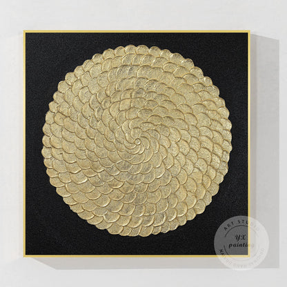 Gold Foil Luxury Abstract 3D Textured Flower large Wall Art Original Black Gold  #10