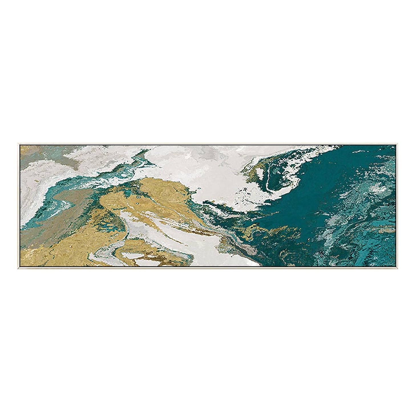 Gold Green Abstract Landscape Painting: Extra Large Canvas Wall Art #8