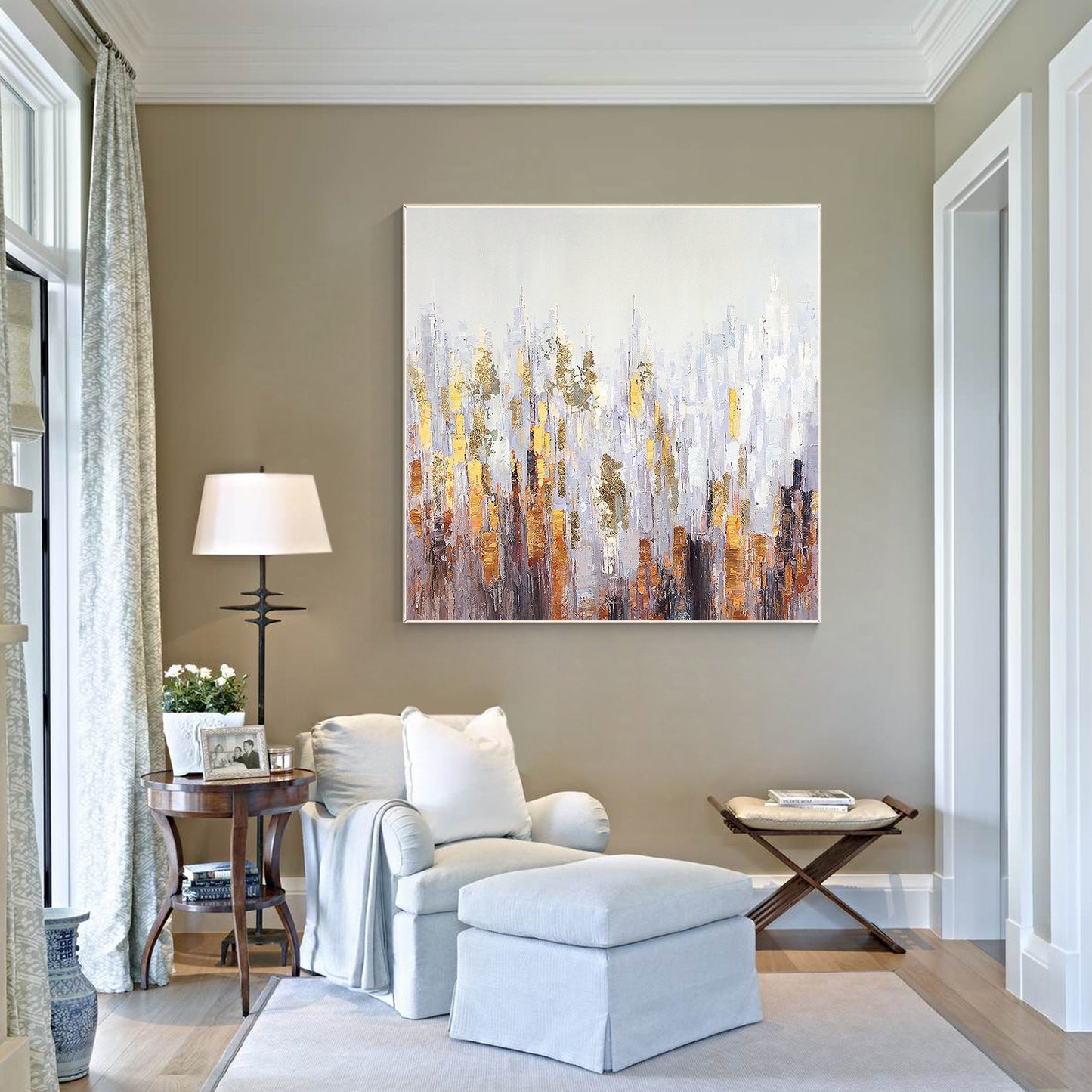 Gold leaf Abstract acrylic Paintings On Canvas Original art Large wall art textu #3