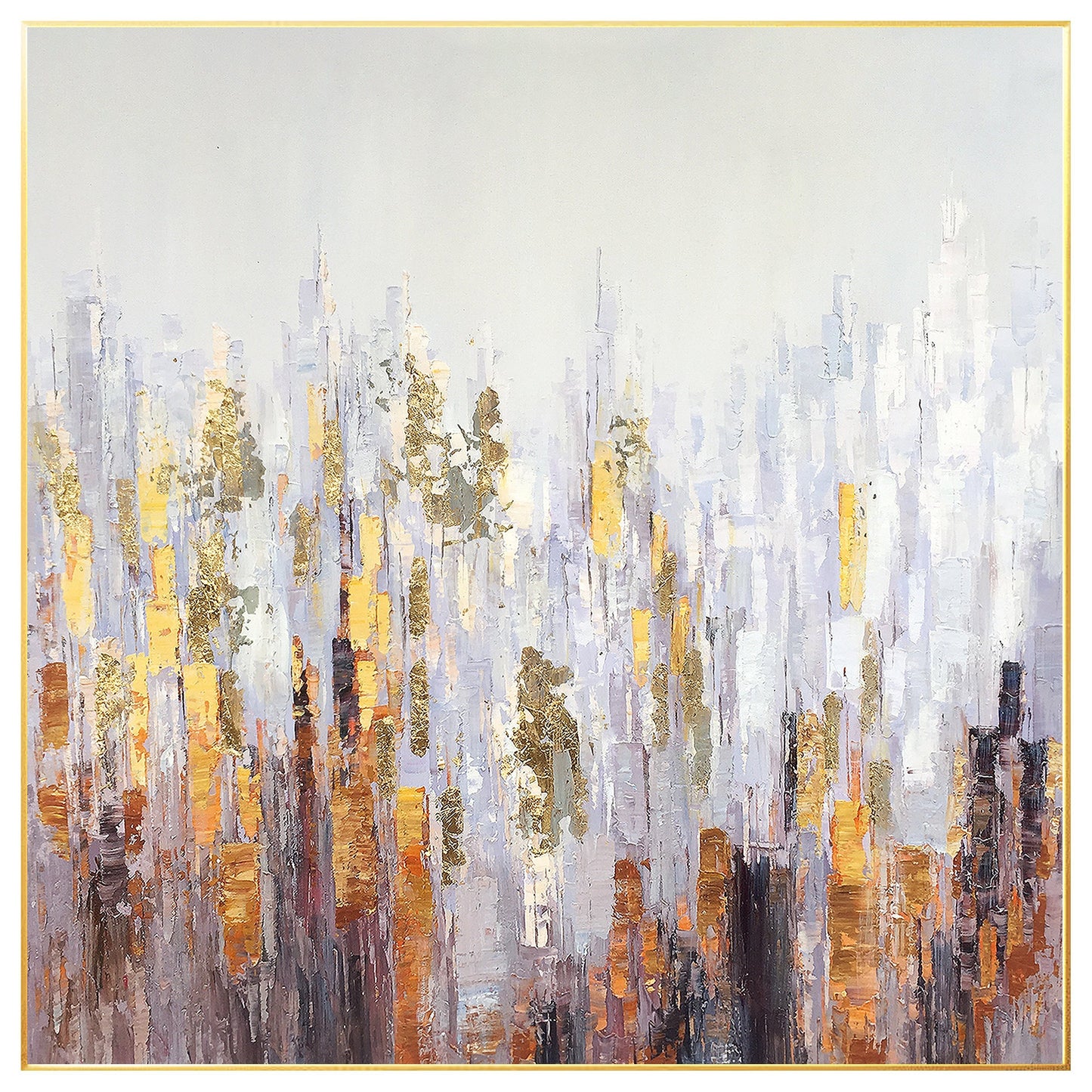 Gold leaf Abstract acrylic Paintings On Canvas Original art Large wall art textu #7
