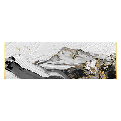 Gold Leaf Abstract Mountain Painting: Long Horizontal Canvas Wall Art #7