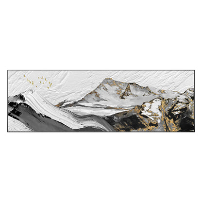 Gold Leaf Abstract Mountain Painting: Long Horizontal Canvas Wall Art #9