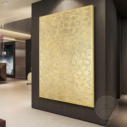 Gold Leaf Abstract Painting: Thick Textured Luxury Wall Art #4