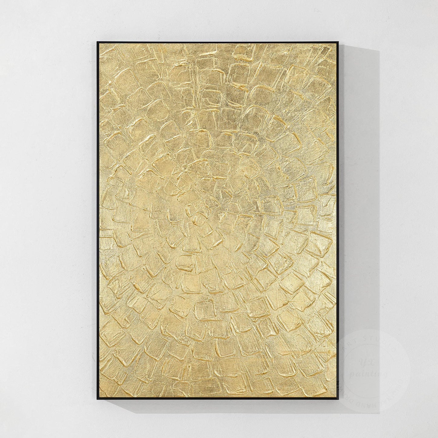 Gold Leaf Abstract Painting: Thick Textured Luxury Wall Art #8