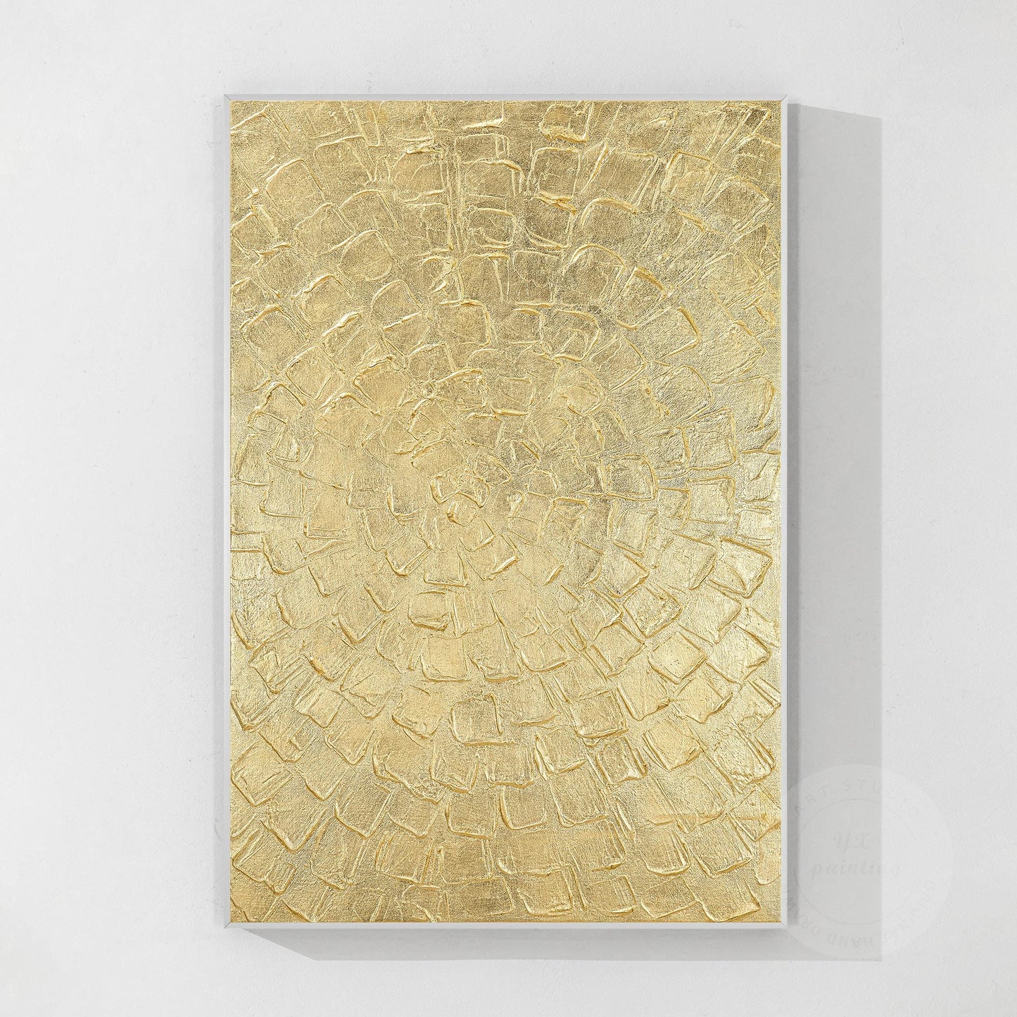 Gold Leaf Abstract Painting: Thick Textured Luxury Wall Art #10