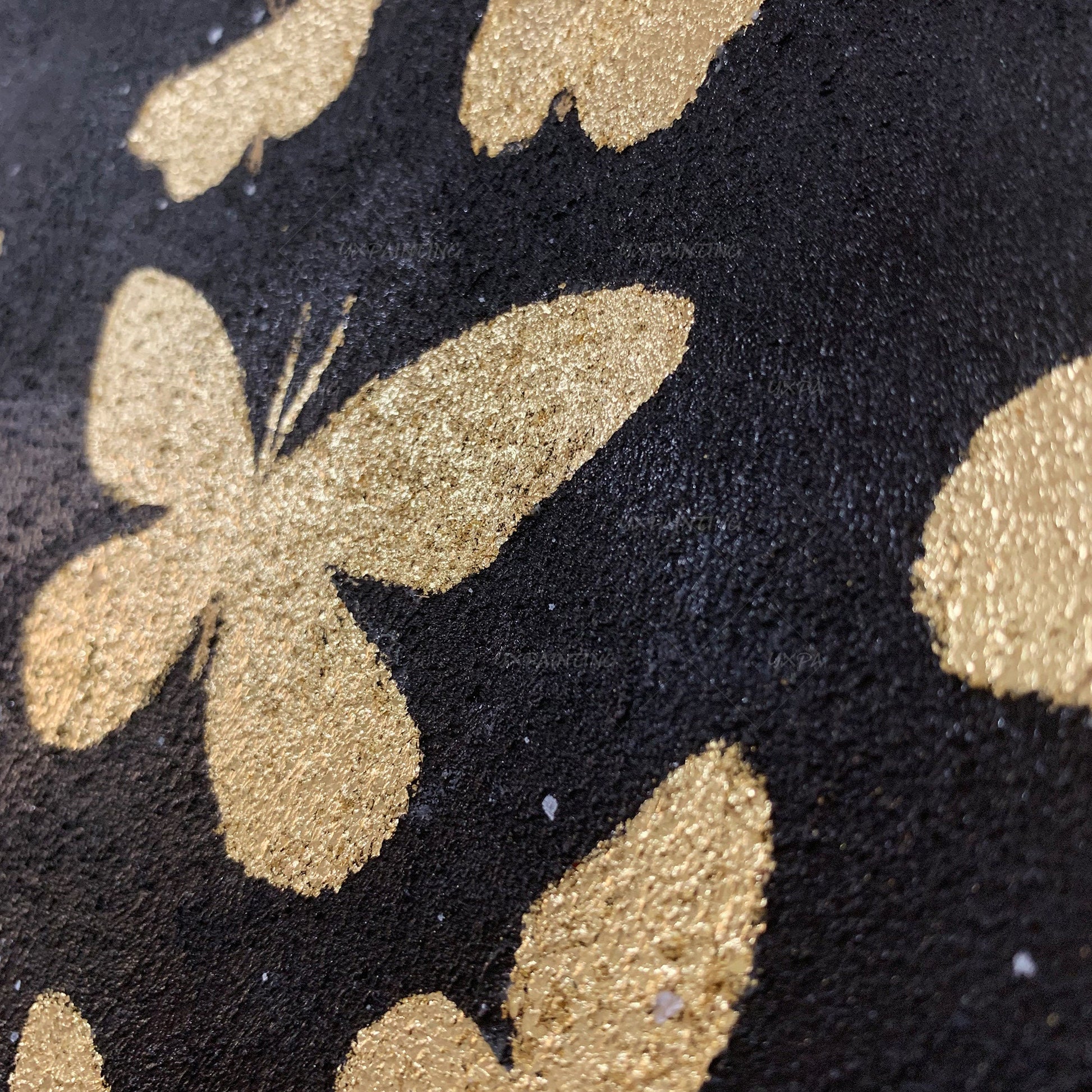 Gold Leaf and Silver leaf set of 2 wall art Abstract butterfly Paintings On Canv #5