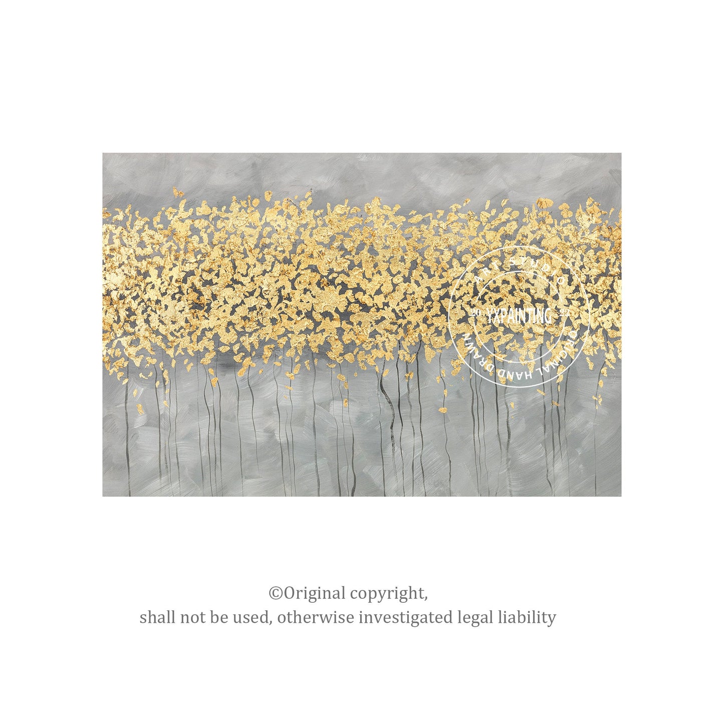 Gold Leaf Flower Painting: Original Abstract Art on Canvas #7