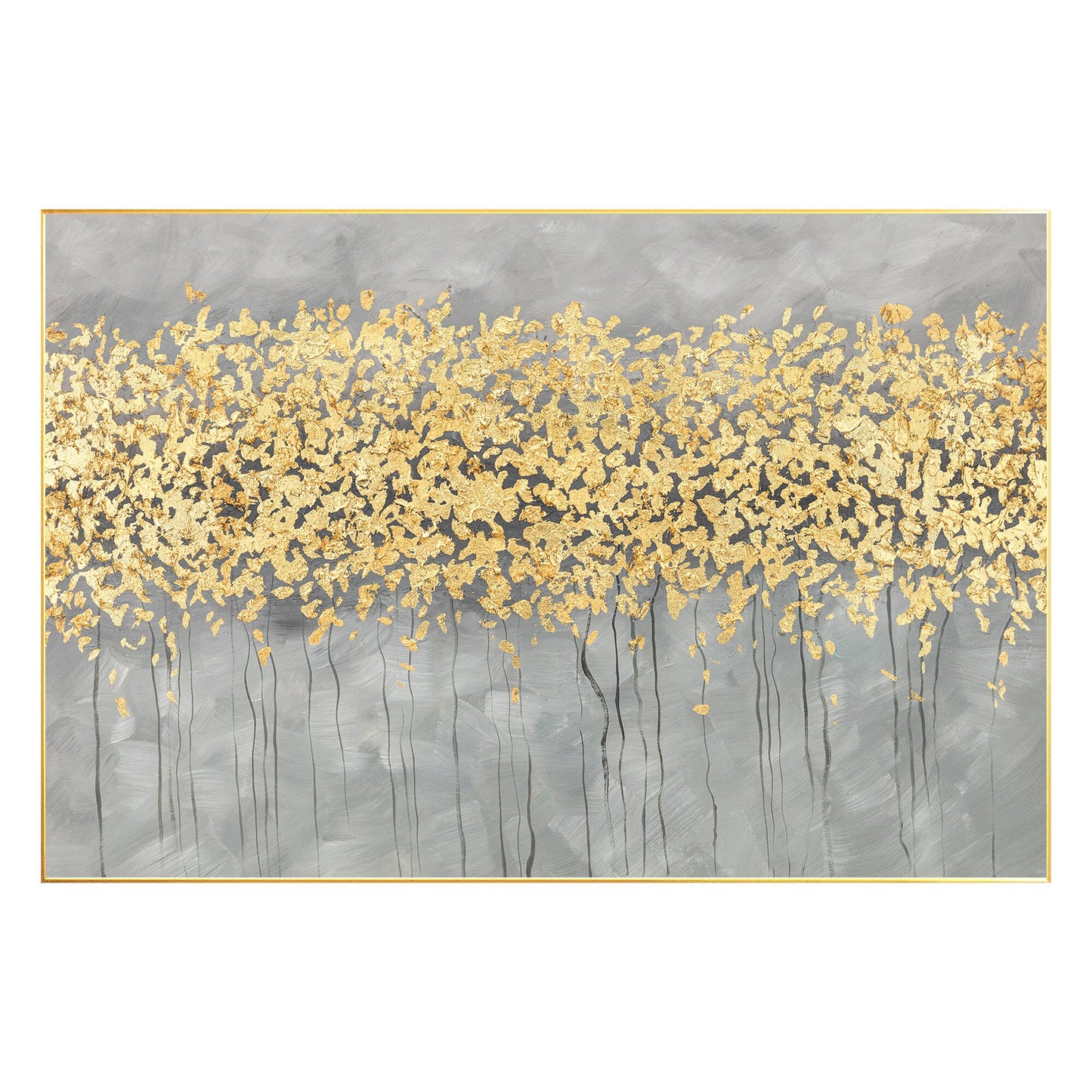 Gold Leaf Flower Painting: Original Abstract Art on Canvas #8
