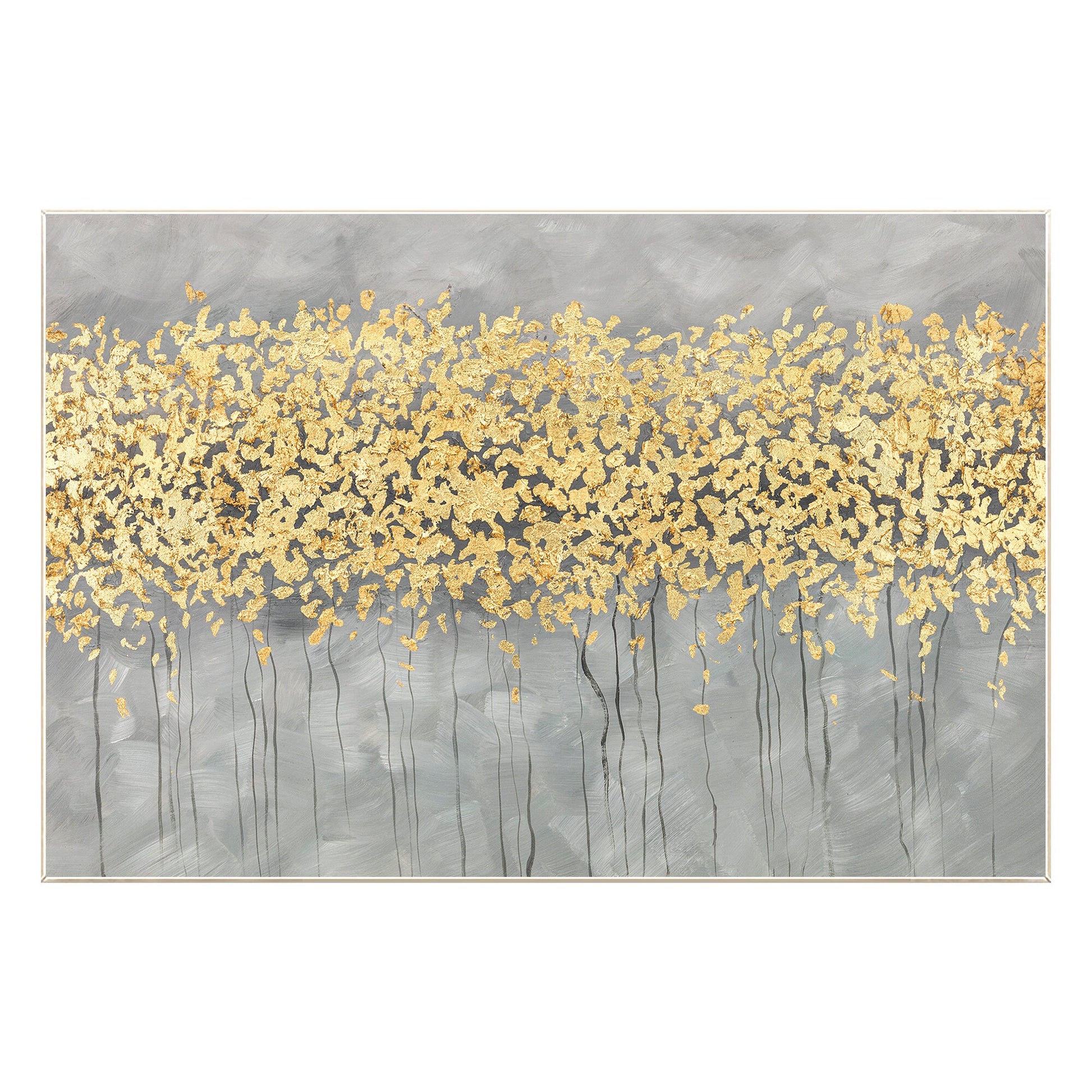 Gold Leaf Flower Painting: Original Abstract Art on Canvas #9