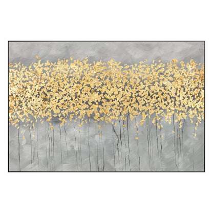 Gold Leaf Flower Painting: Original Abstract Art on Canvas #10