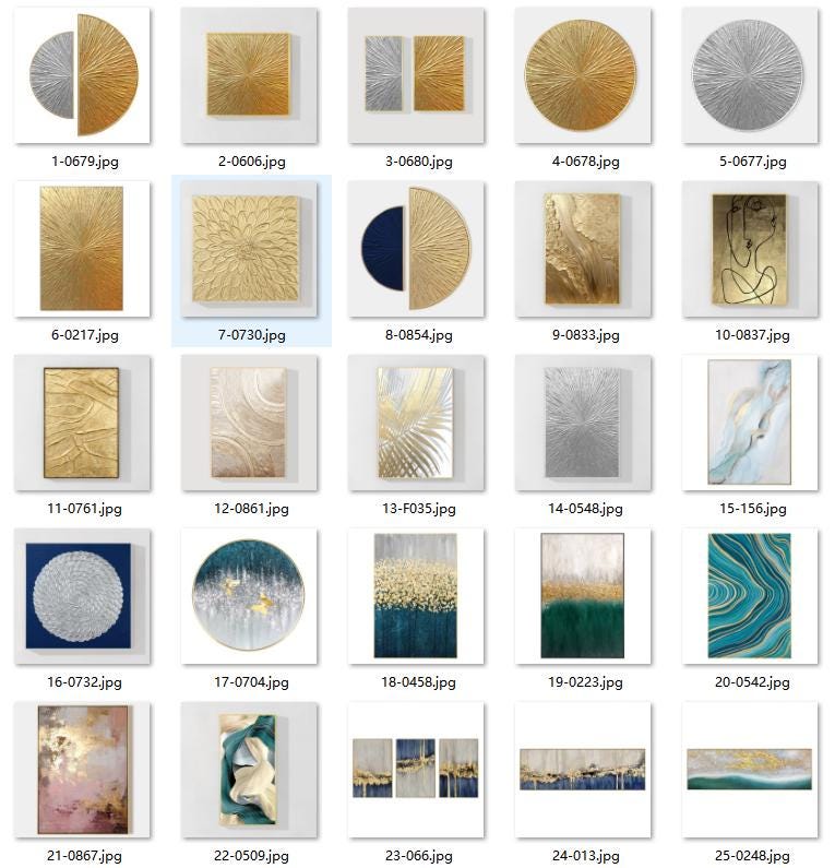 Gold Leaf Navy Blue Abstract Landscape Painting: Oversized Wall Art #6