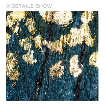 Gold Leaf Navy Floral Abstract Painting: Oversize Luxury Wall Art #3