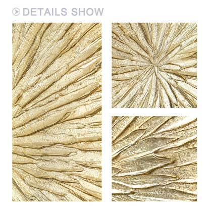 Gold Leaf Round Wall Art: 3D Textured Painting on Canvas #6