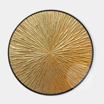Gold Leaf Round Wall Art: 3D Textured Painting on Canvas #7