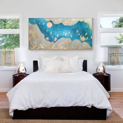 Gold Line Mountain Painting On Canvas, Gold Leaf Mountain Ladnscape Wall Art Dec #5