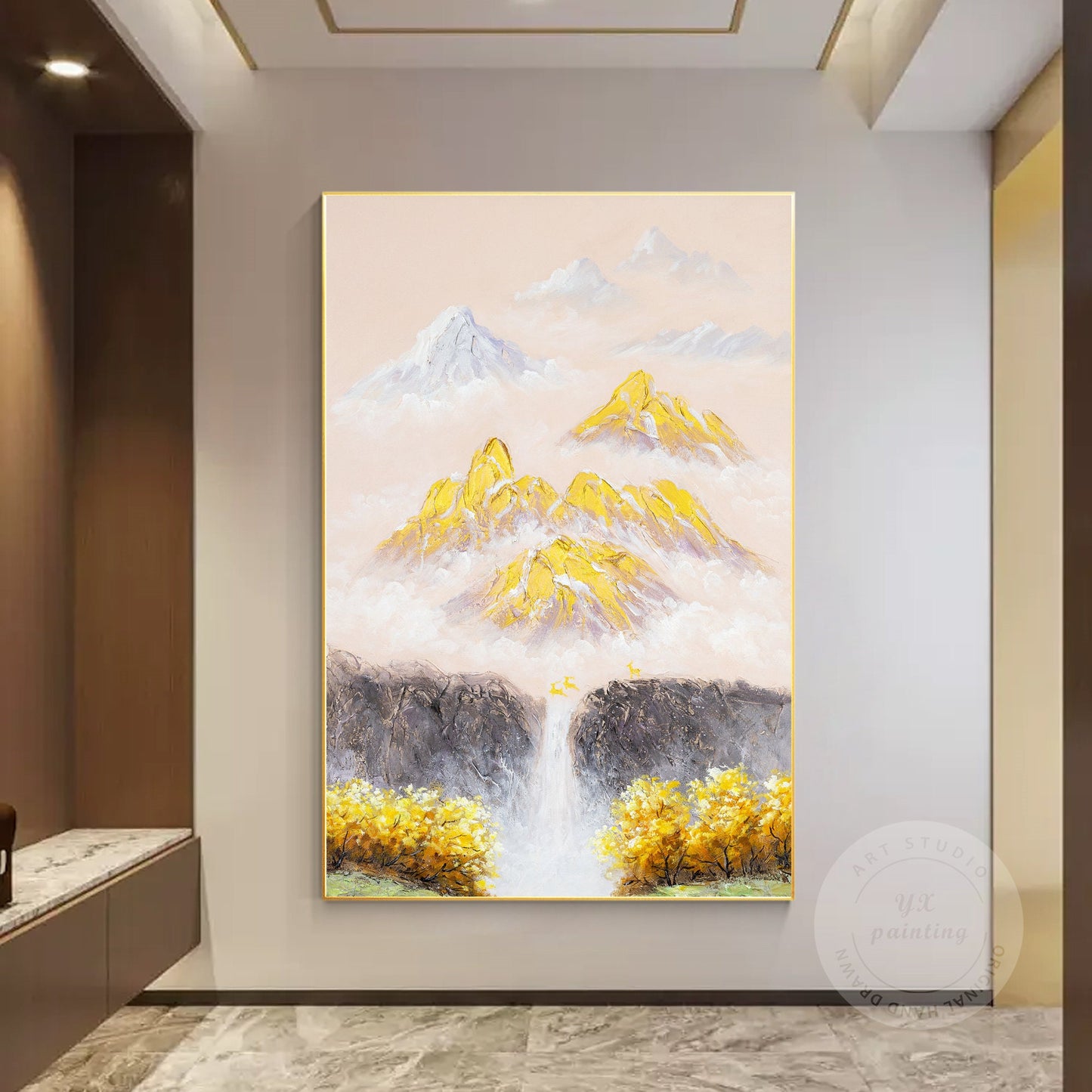 Gold Mountain Texture Painting: Original Abstract Canvas Wall Art #2