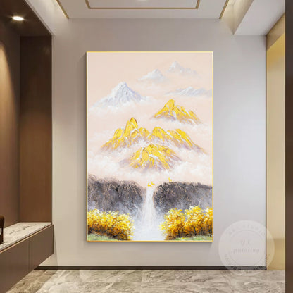 Gold Mountain Texture Painting: Original Abstract Canvas Wall Art #2