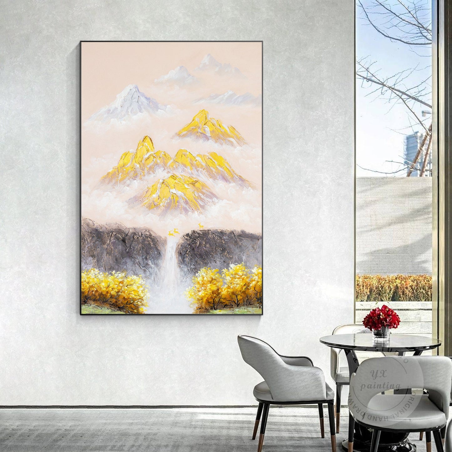 Gold Mountain Texture Painting: Original Abstract Canvas Wall Art #3