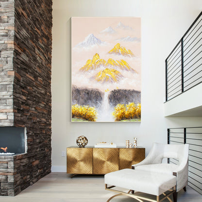 Gold Mountain Texture Painting: Original Abstract Canvas Wall Art #4