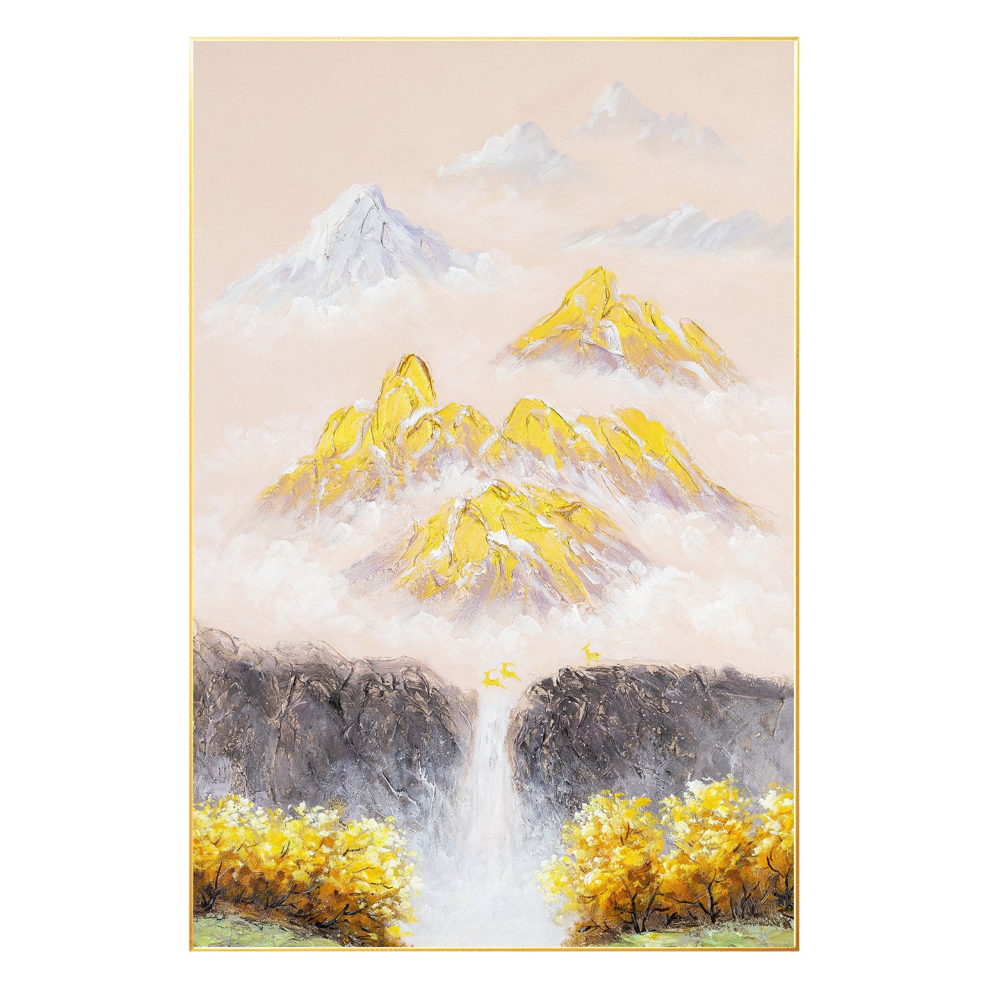 Gold Mountain Texture Painting: Original Abstract Canvas Wall Art #8