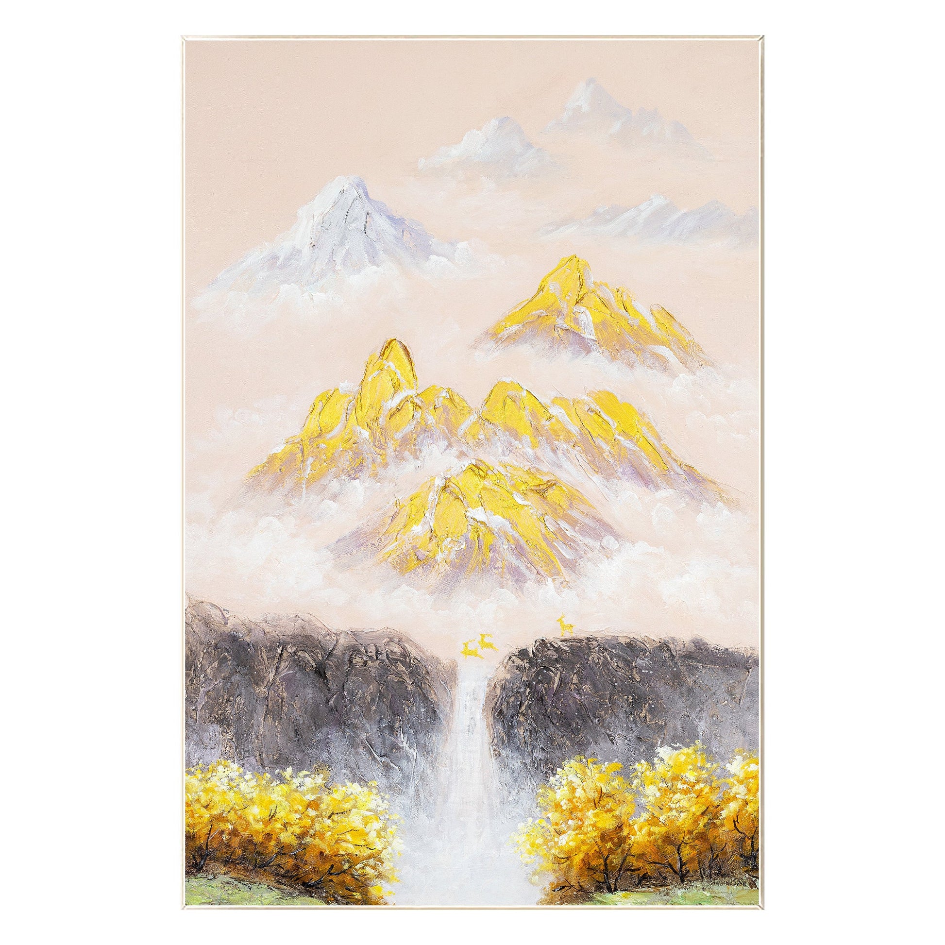 Gold Mountain Texture Painting: Original Abstract Canvas Wall Art #9
