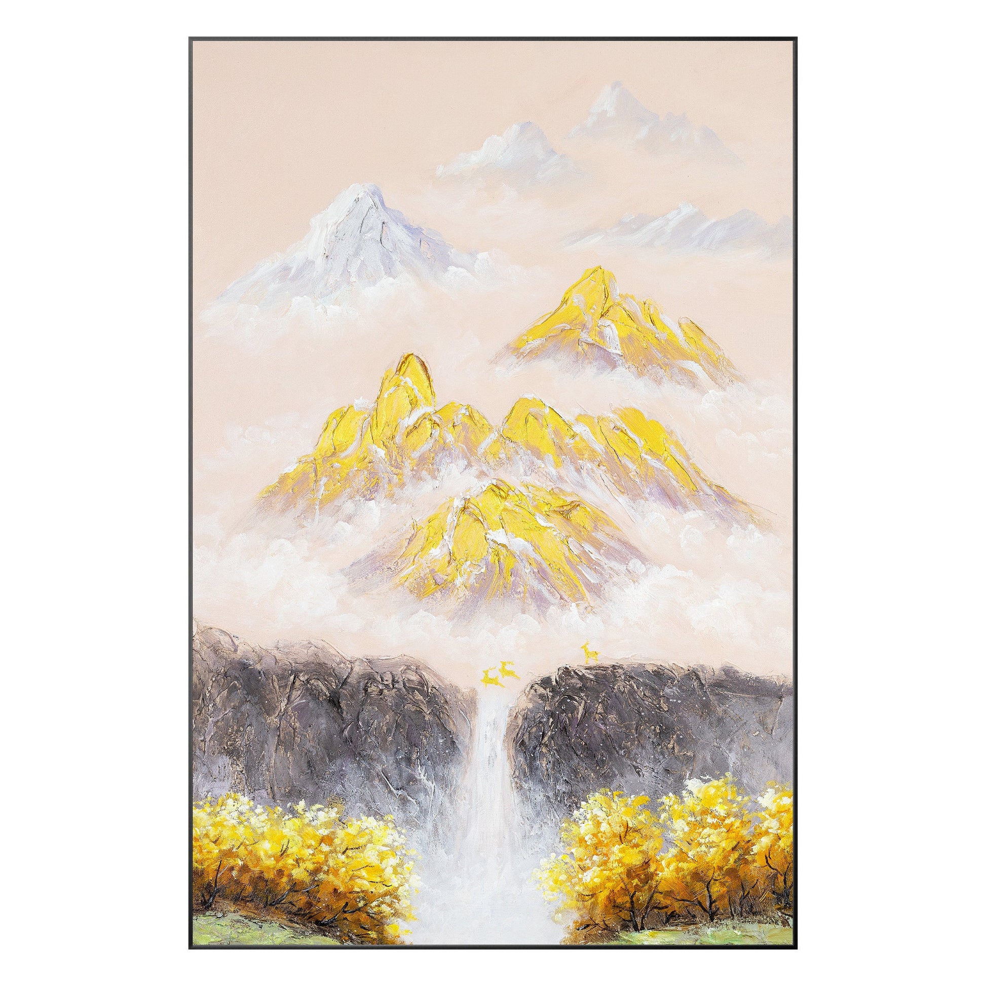 Gold Mountain Texture Painting: Original Abstract Canvas Wall Art #10