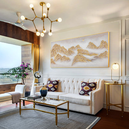Gold Mountain Textured Abstract Painting: Large Horizontal Canvas Wall Art #5