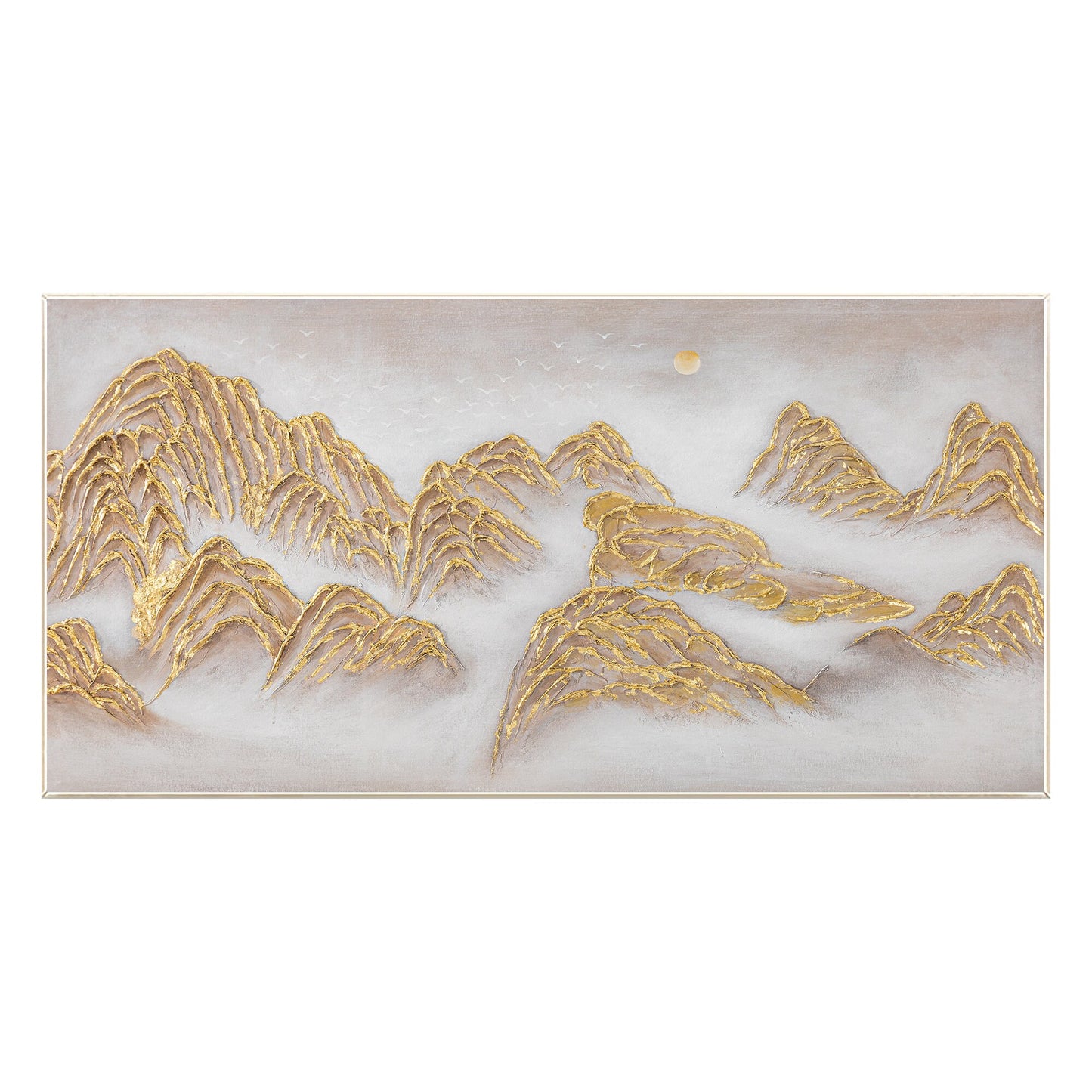 Gold Mountain Textured Abstract Painting: Large Horizontal Canvas Wall Art #9