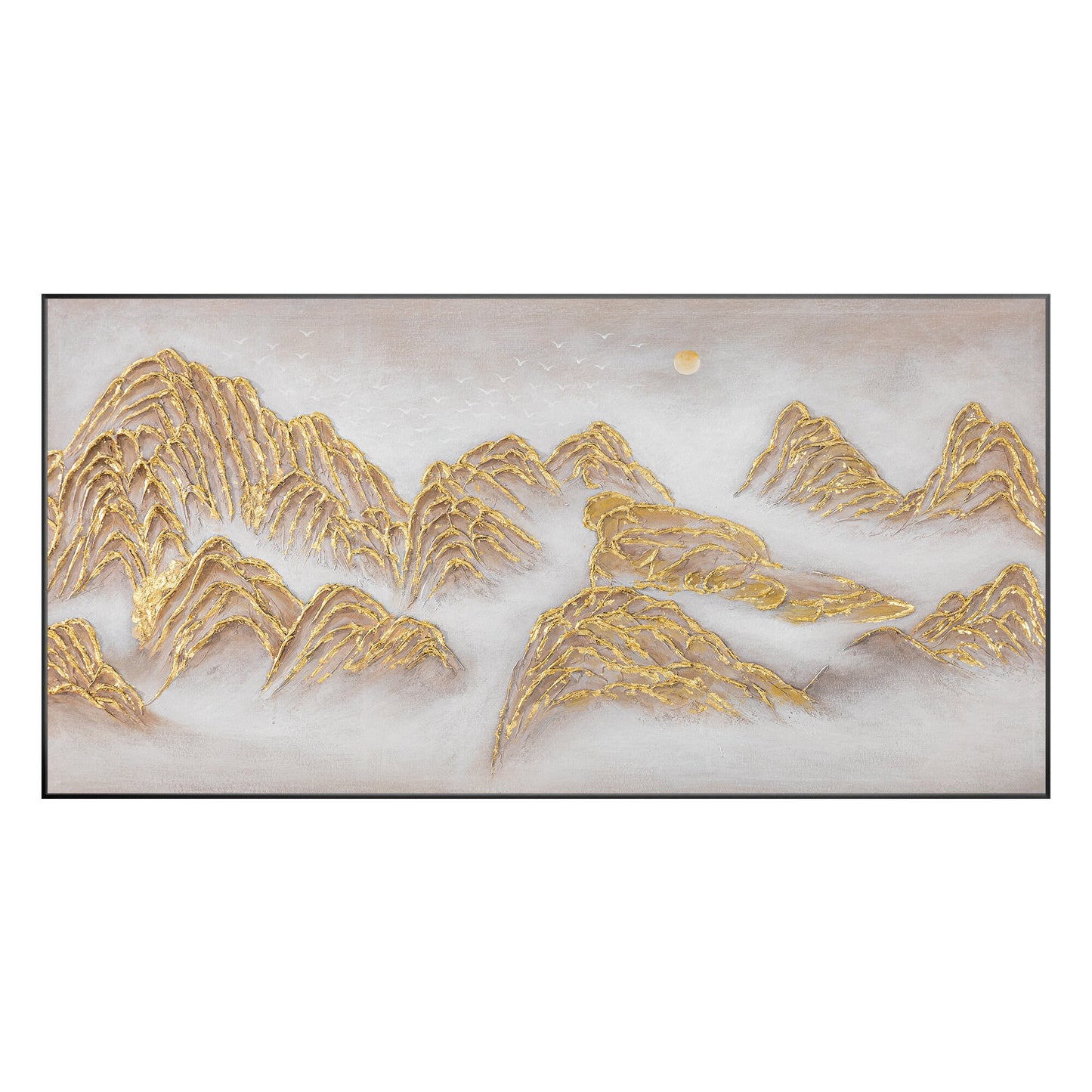 Gold Mountain Textured Abstract Painting: Large Horizontal Canvas Wall Art #10