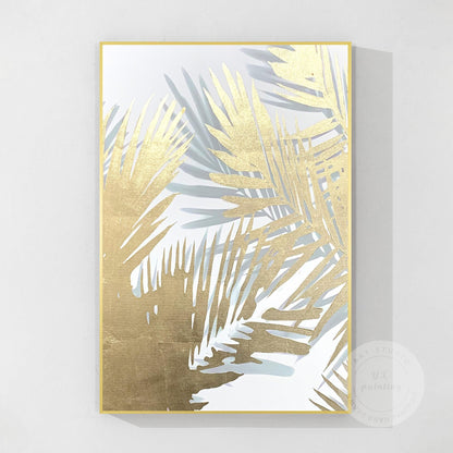 Gold Palm Leaf Painting: Abstract Botanical Wall Art Decor #11