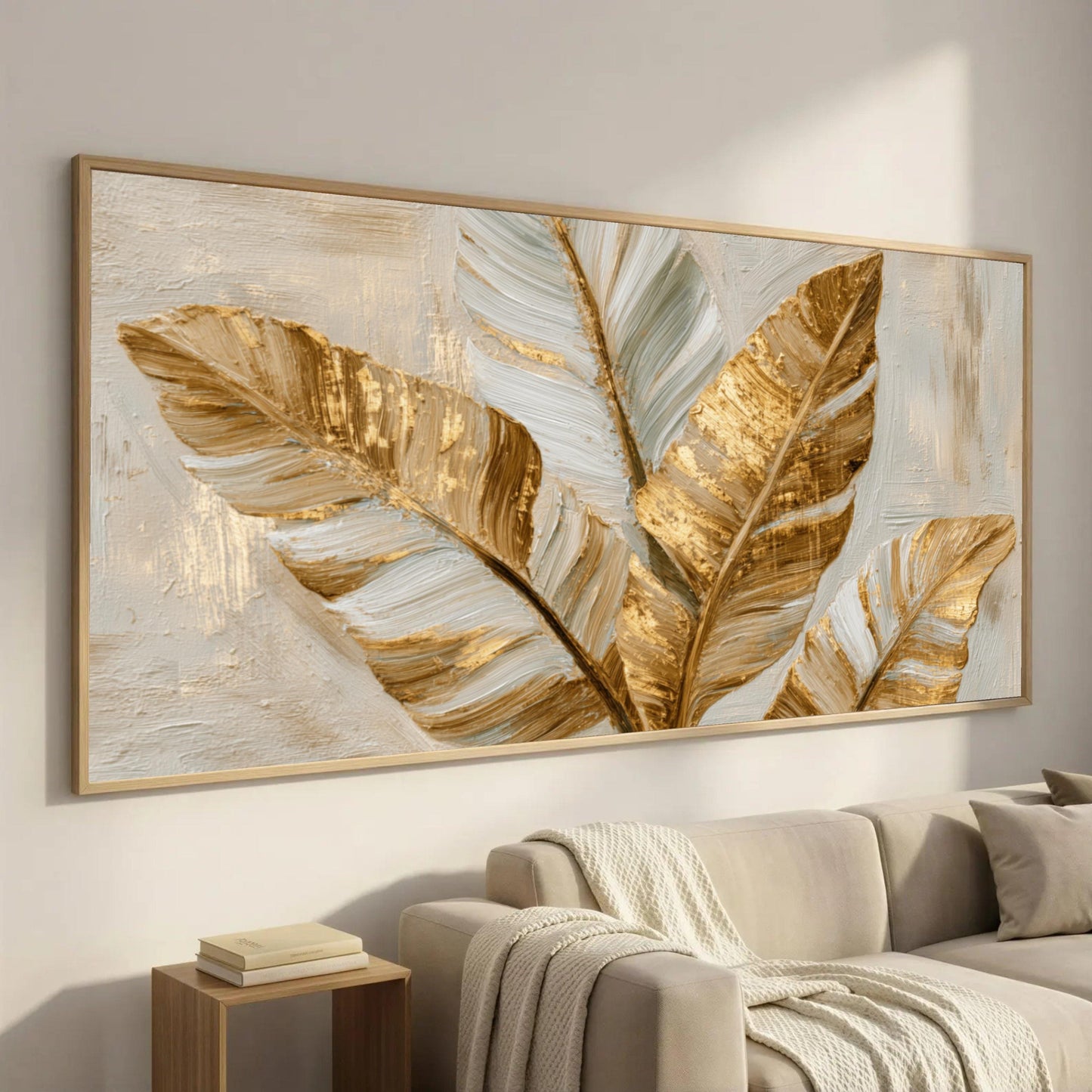 Gold Palm Leaf Painting: Abstract Botanical Wall Art Decor #13