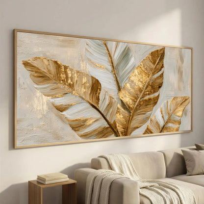 Gold Palm Leaf Painting: Abstract Botanical Wall Art Decor #13