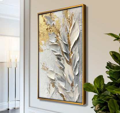 Gold Palm Leaf Painting: Abstract Botanical Wall Art Decor #3