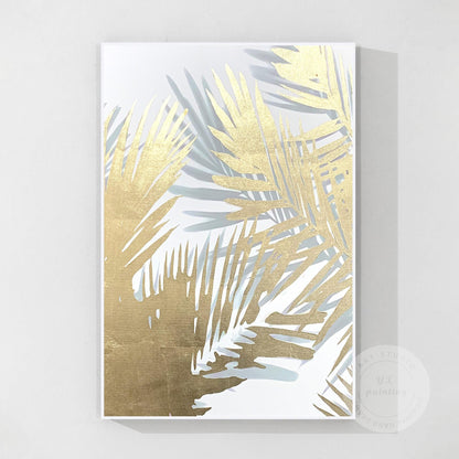 Gold Palm Leaf Painting: Abstract Botanical Wall Art Decor #9