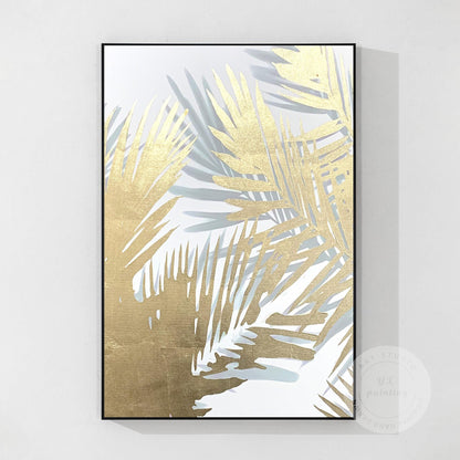 Gold Palm Leaf Painting: Abstract Botanical Wall Art Decor #10