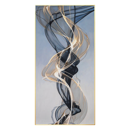 Gold Ribbon Abstract Painting: Extra Large Black and Gold Canvas Art #7