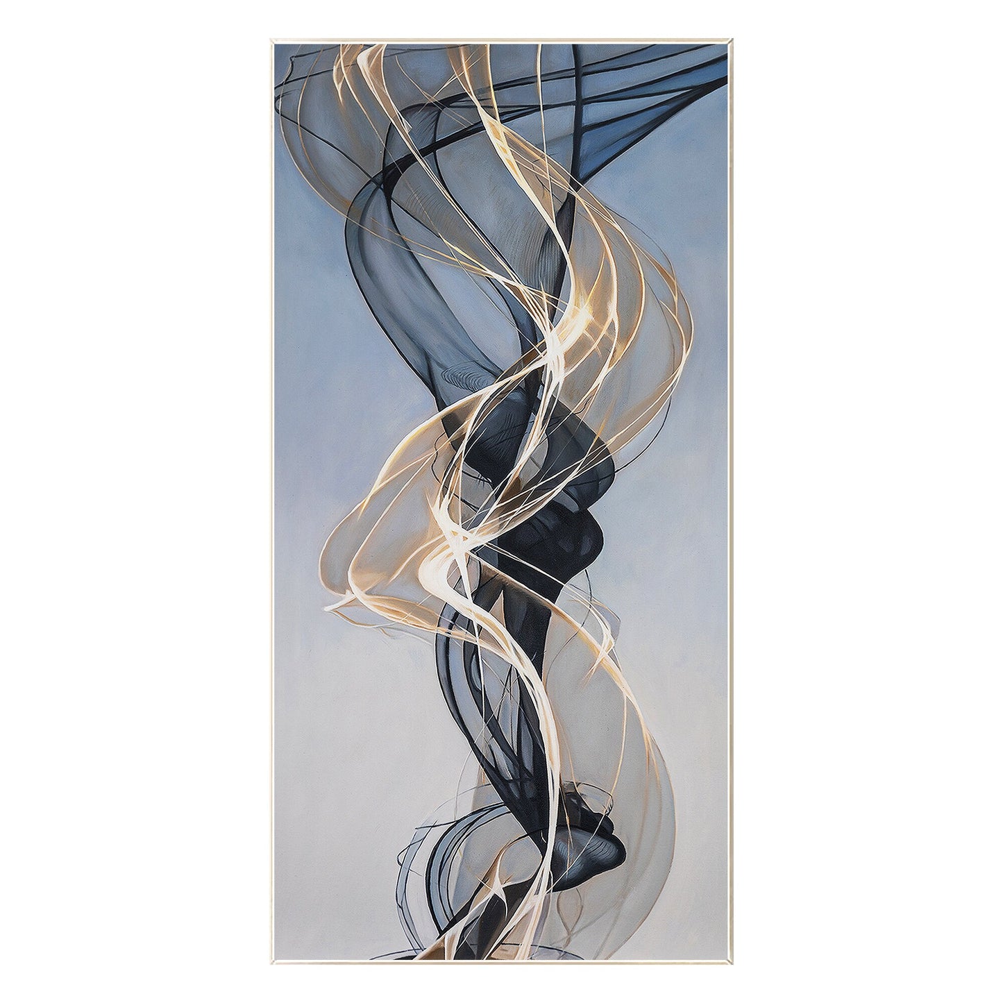 Gold Ribbon Abstract Painting: Extra Large Black and Gold Canvas Art #8