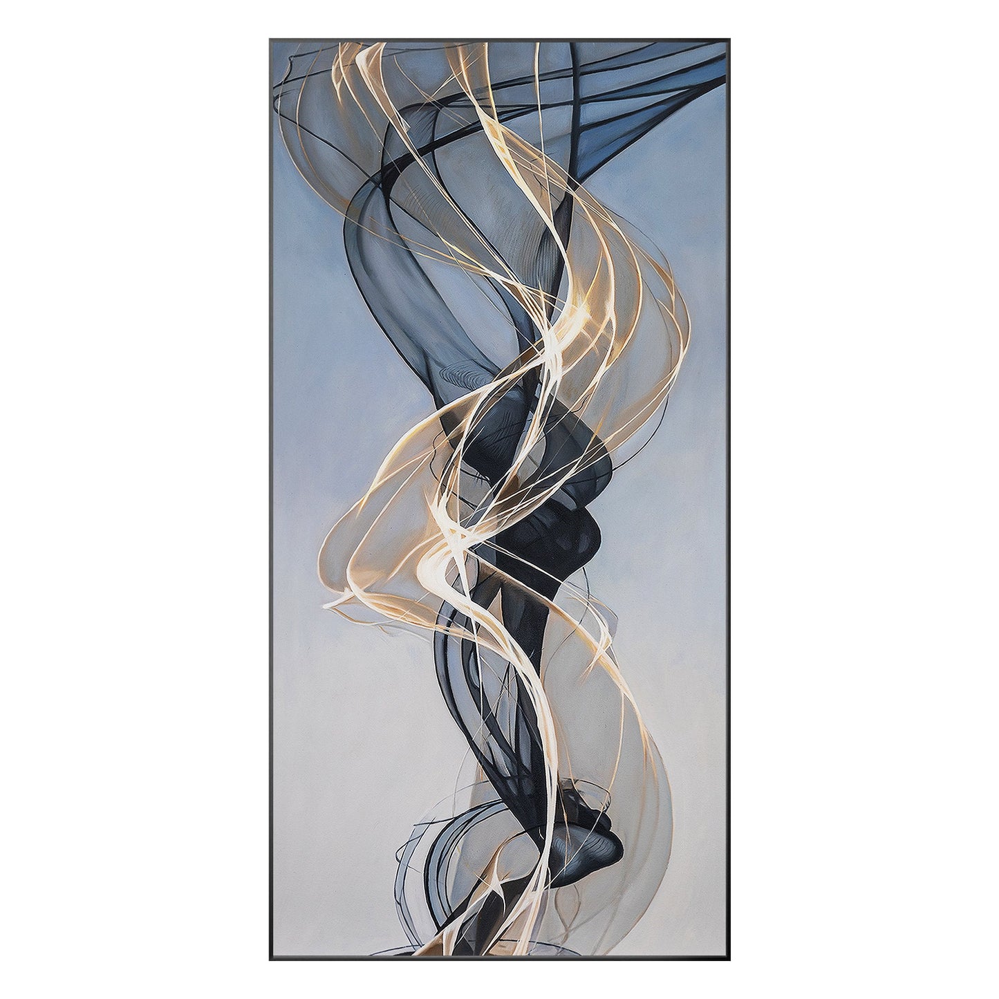 Gold Ribbon Abstract Painting: Extra Large Black and Gold Canvas Art #9