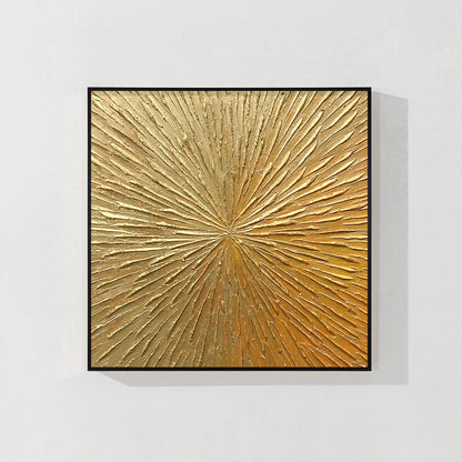 Gold Textured Art Abstract Painting Minimalist Painting On Canvas, Square Gold W #8